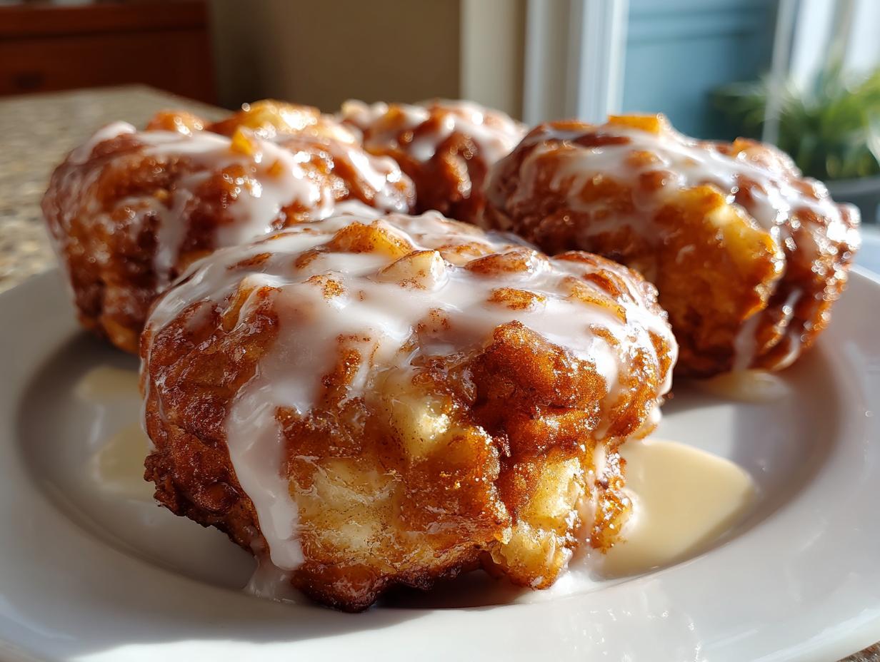 Baked Apple Fritters with Vanilla Glaze