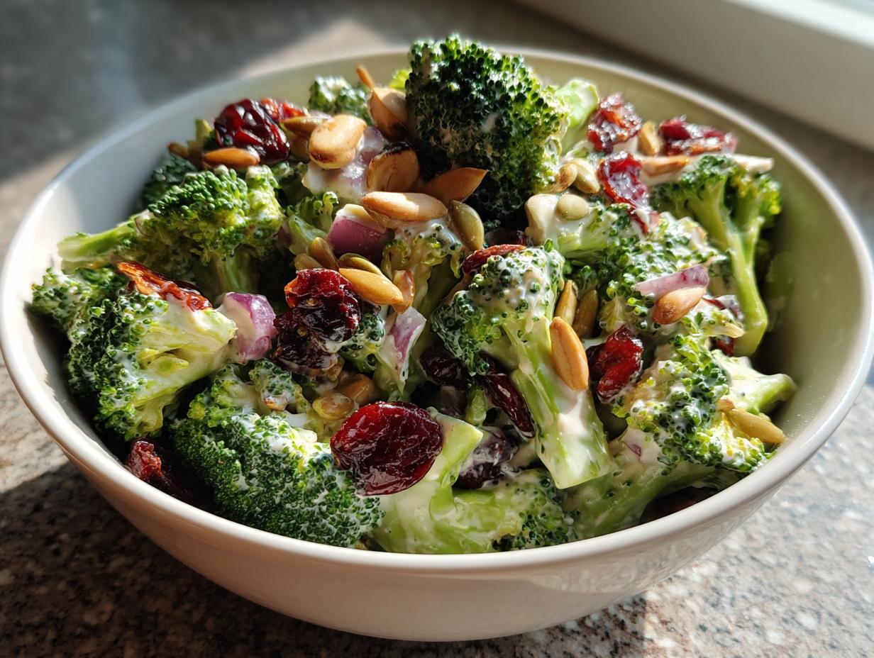 Broccoli Salad with Cranberries and Sunflower Seeds