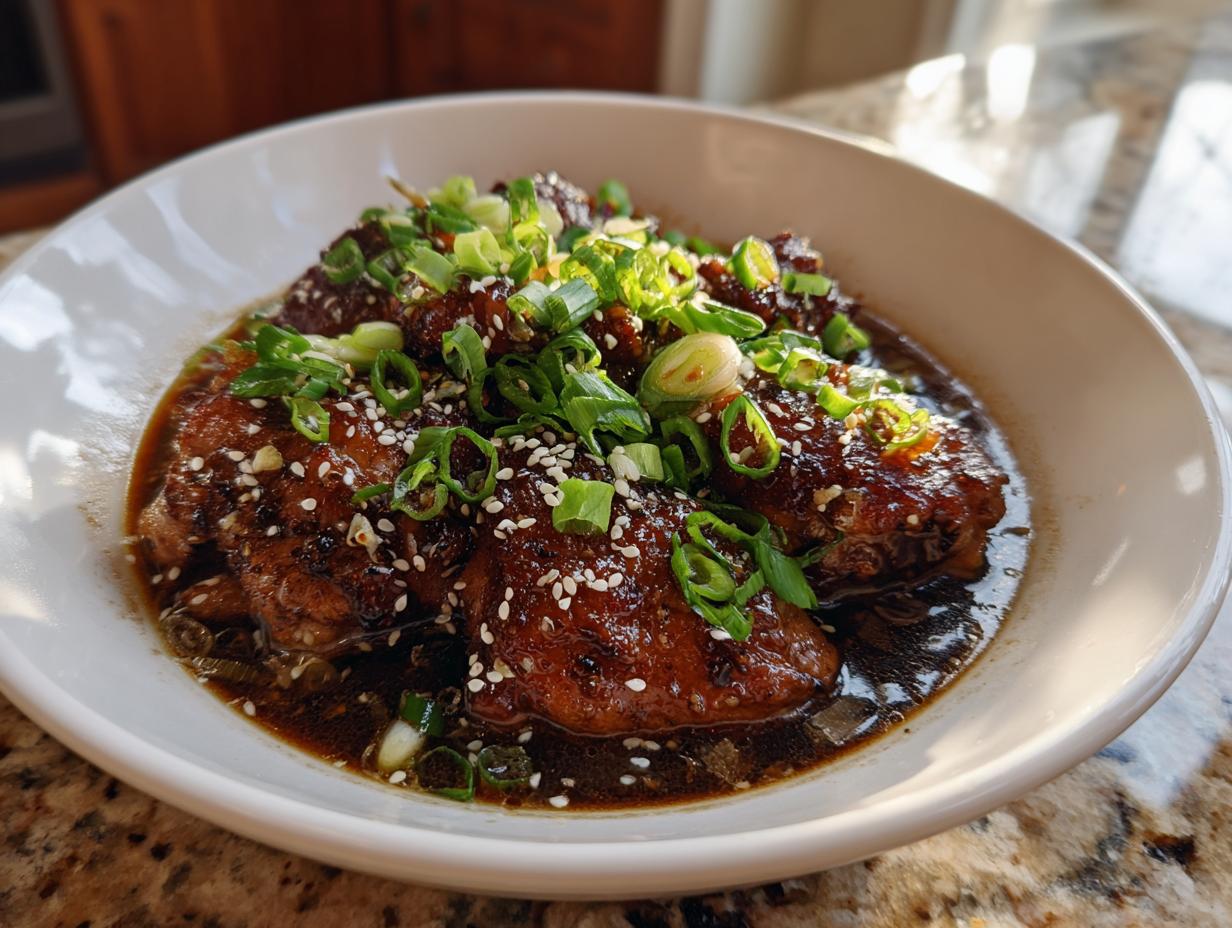 Caramelised Soy Chicken with Garlic Ginger Broth