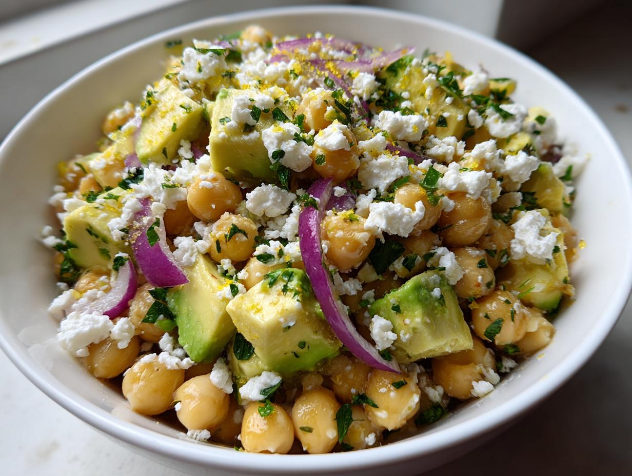 Chickpea Feta Avocado Salad