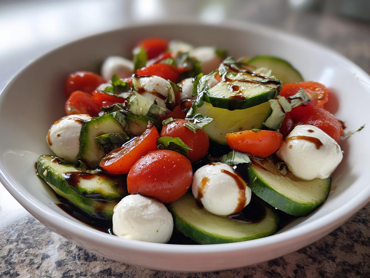 Easy Cucumber Caprese Salad
