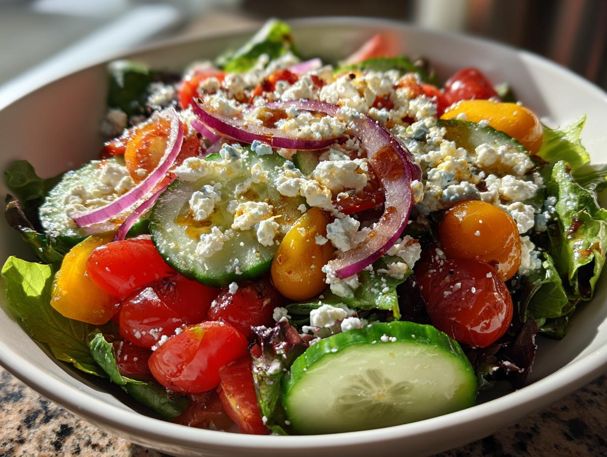 Sunshine Salad with Feta and Lemon Dressing