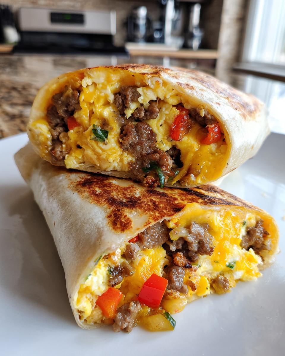 Breakfast Burrito with Scrambled Eggs and Beef Sausage - detail 2