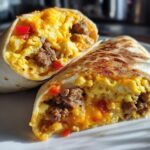 Breakfast Burrito with Scrambled Eggs and Beef Sausage
