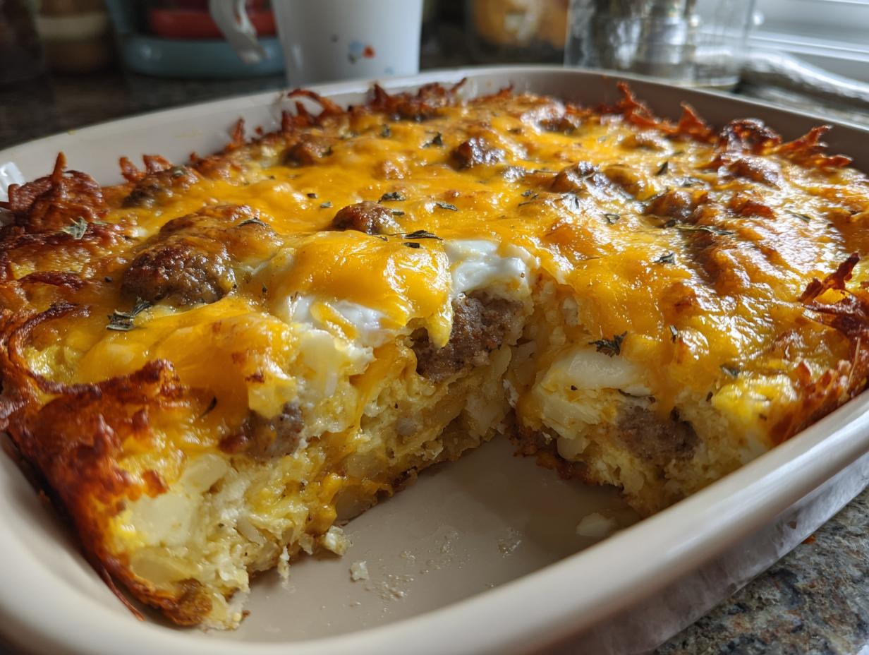 Turkey Sausage and Hash Brown Breakfast Casserole