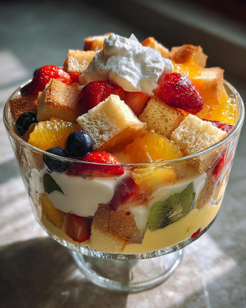 Fruit Trifle with Custard and Cream - detail 2