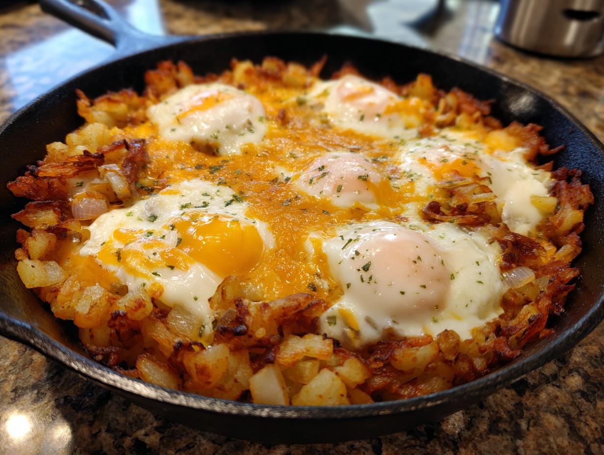 Hash Brown and Egg Skillet Breakfast