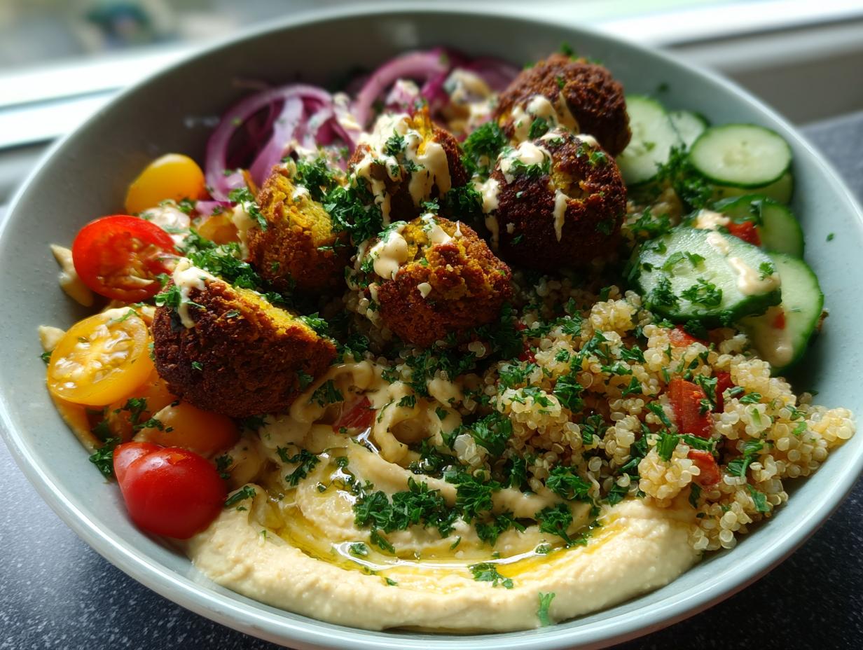 Mediterranean Breakfast Bowl with Hummus and Falafel