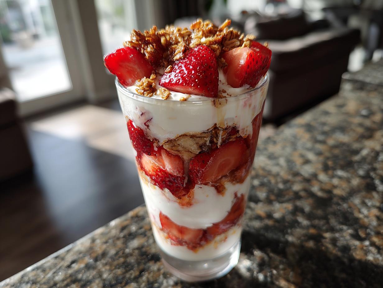 Strawberry Parfait with Layered Cream