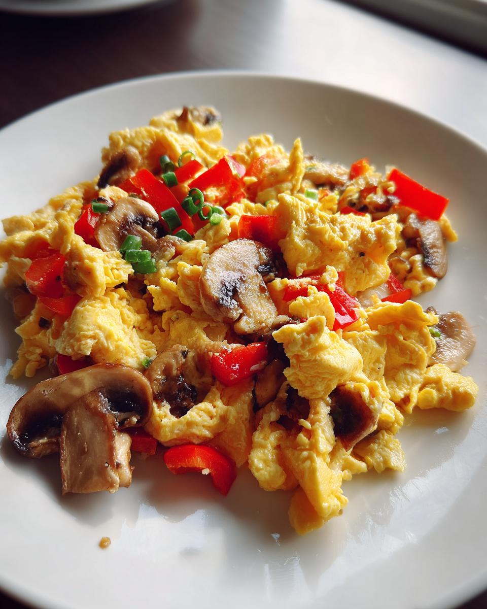 Veggie Scrambled Eggs with Mushrooms and Peppers - detail 2