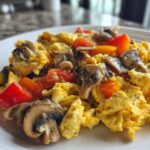 Veggie Scrambled Eggs with Mushrooms and Peppers