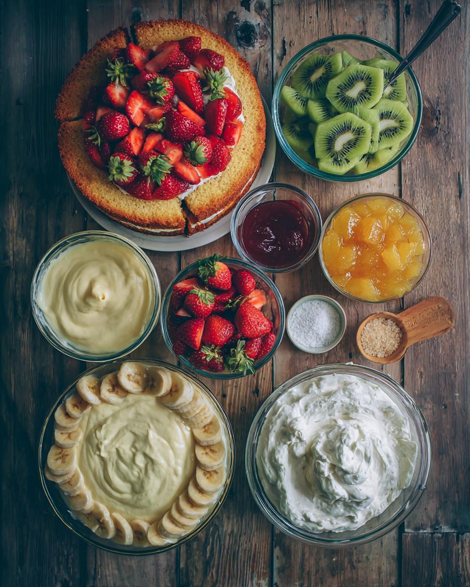 Fruit Trifle with Custard and Cream - detail 1