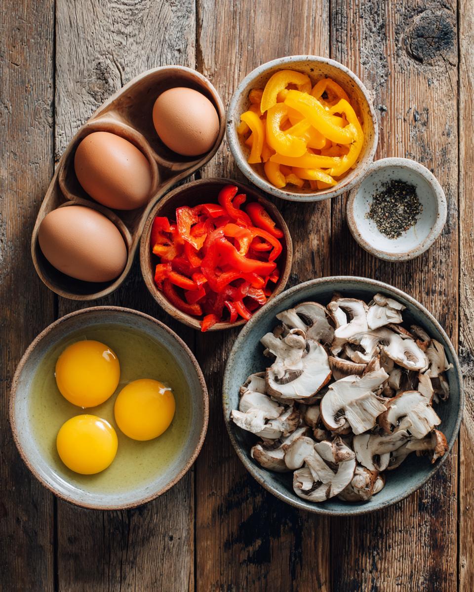 Veggie Scrambled Eggs with Mushrooms and Peppers - detail 1