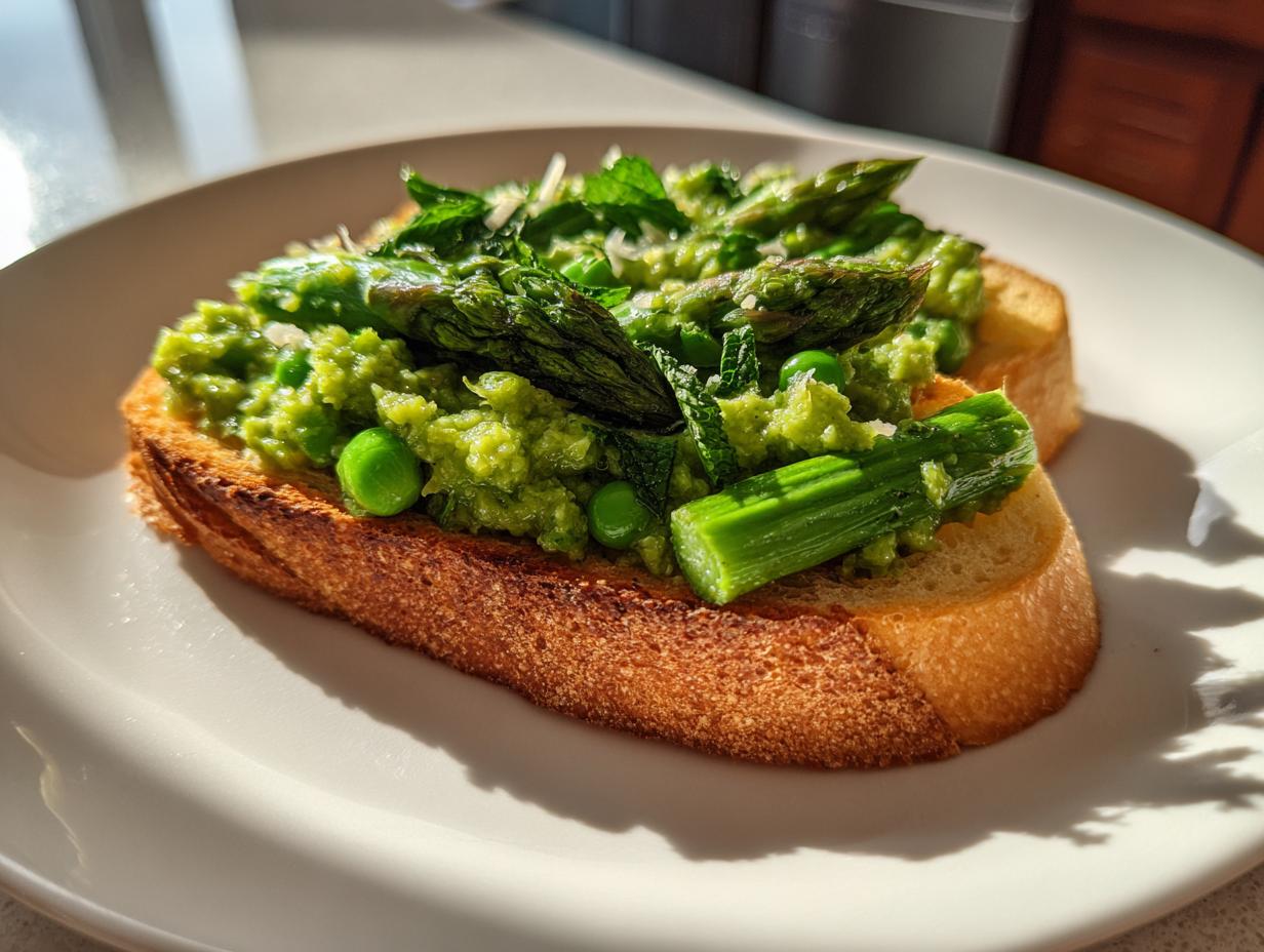 Asparagus and Snap Pea Crostini