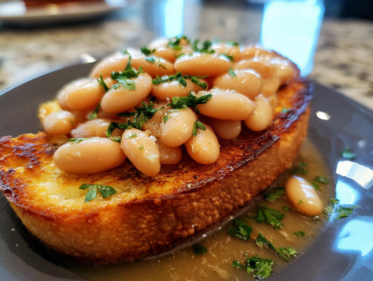 Brothy Beans on Garlic Toast