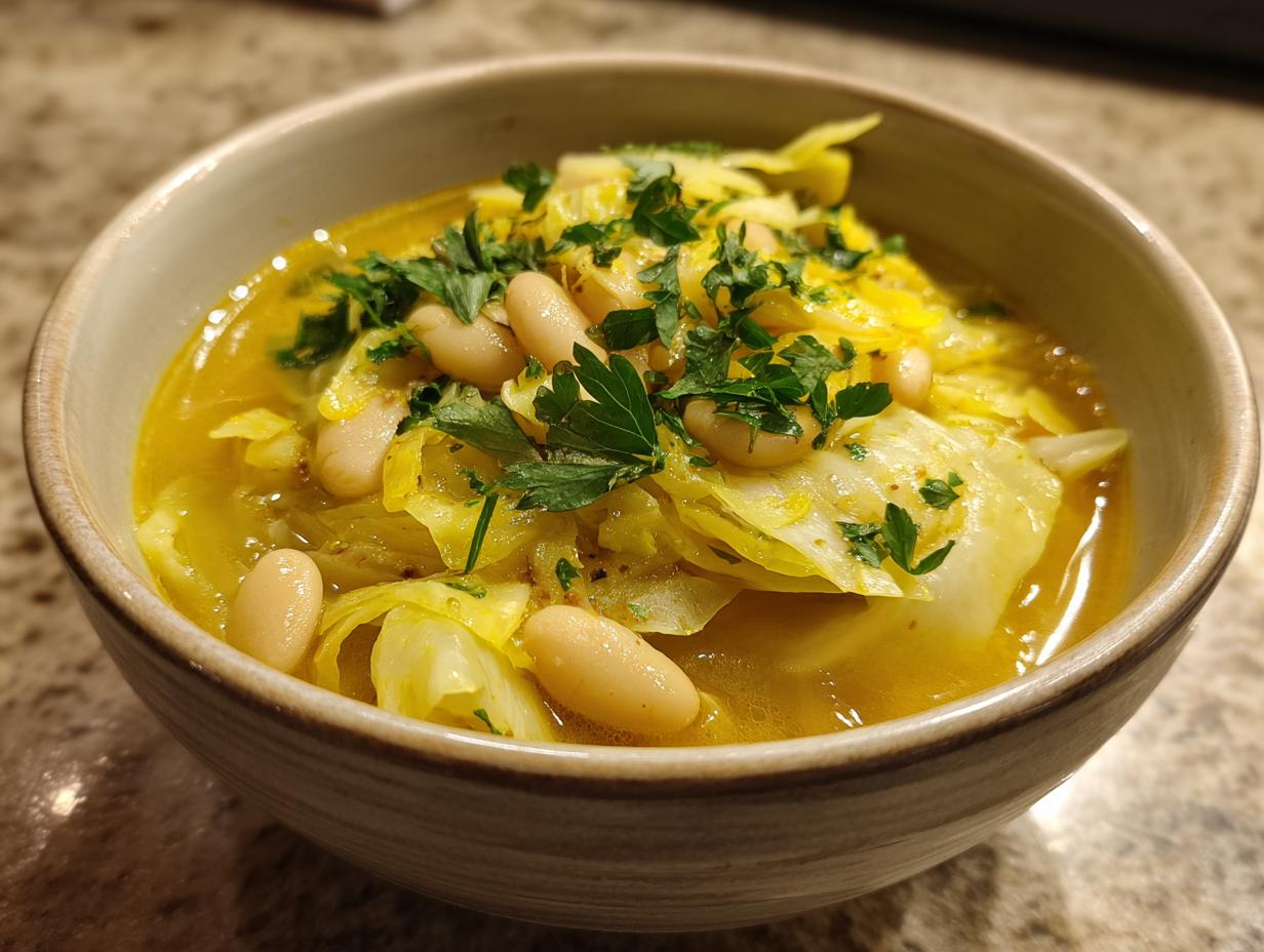 Lemon-Turmeric Cabbage White Bean Soup