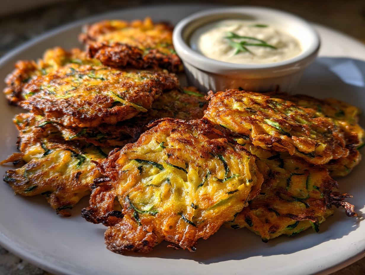 Zucchini Fritters with Yogurt Dill Sauce