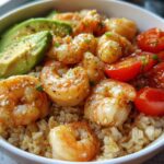 Brown Rice Shrimp Bowl with Tomatoes & Avocado