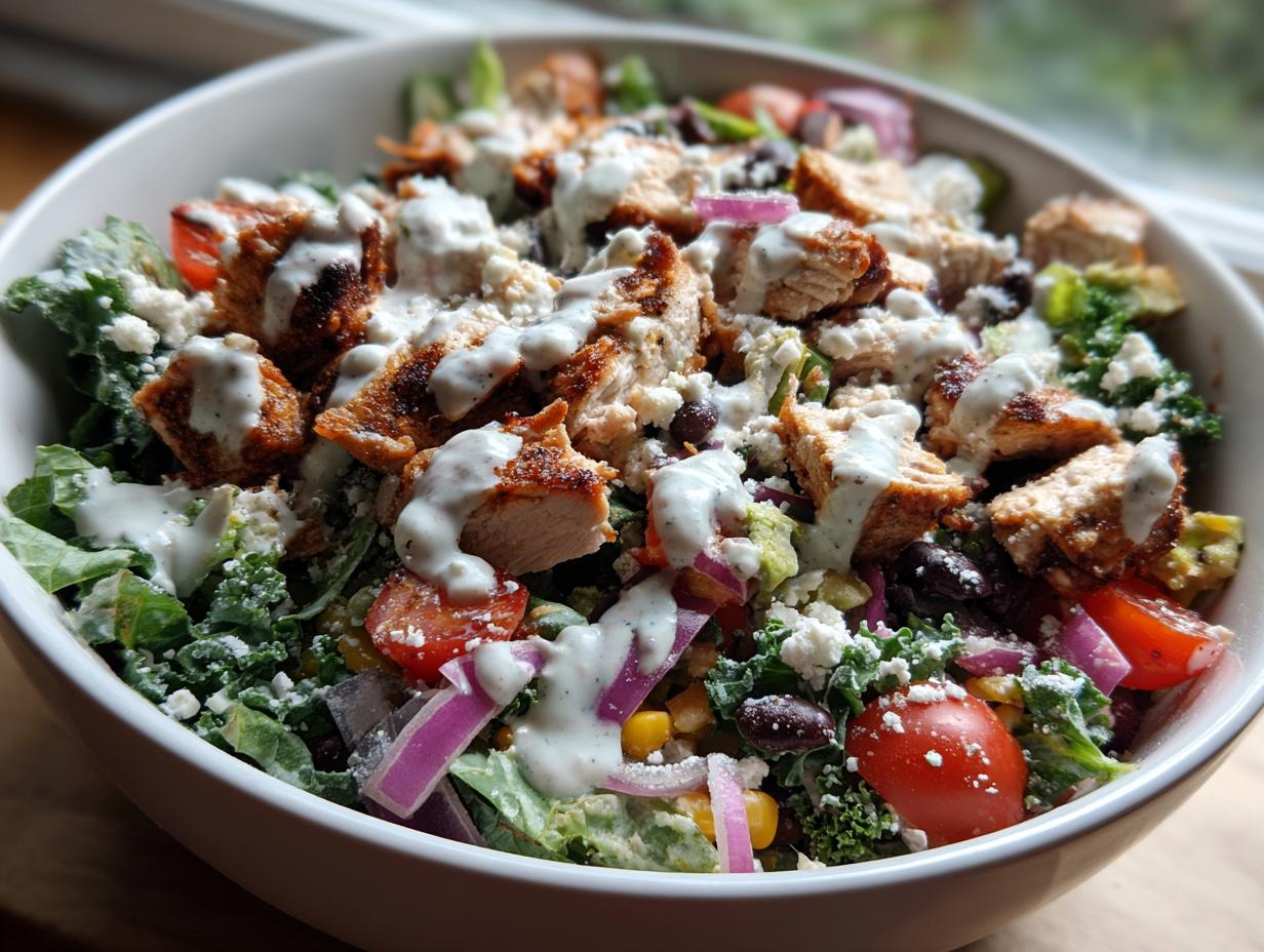 Chicken & Kale Taco Salad with Jalapeño-Avocado Ranch