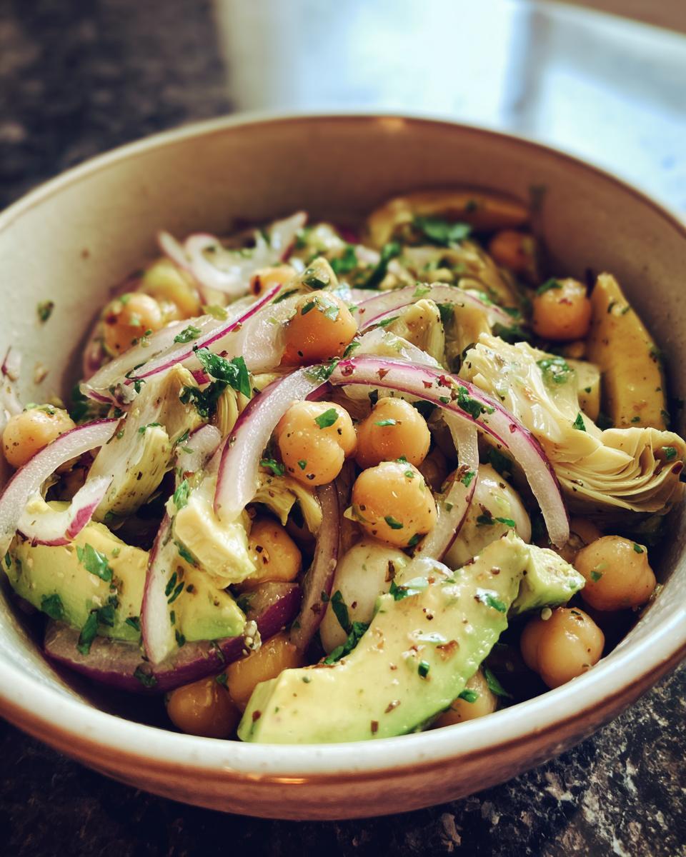 Chickpea, Artichoke & Avocado Salad with Apple-Cider Dressing - detail 2