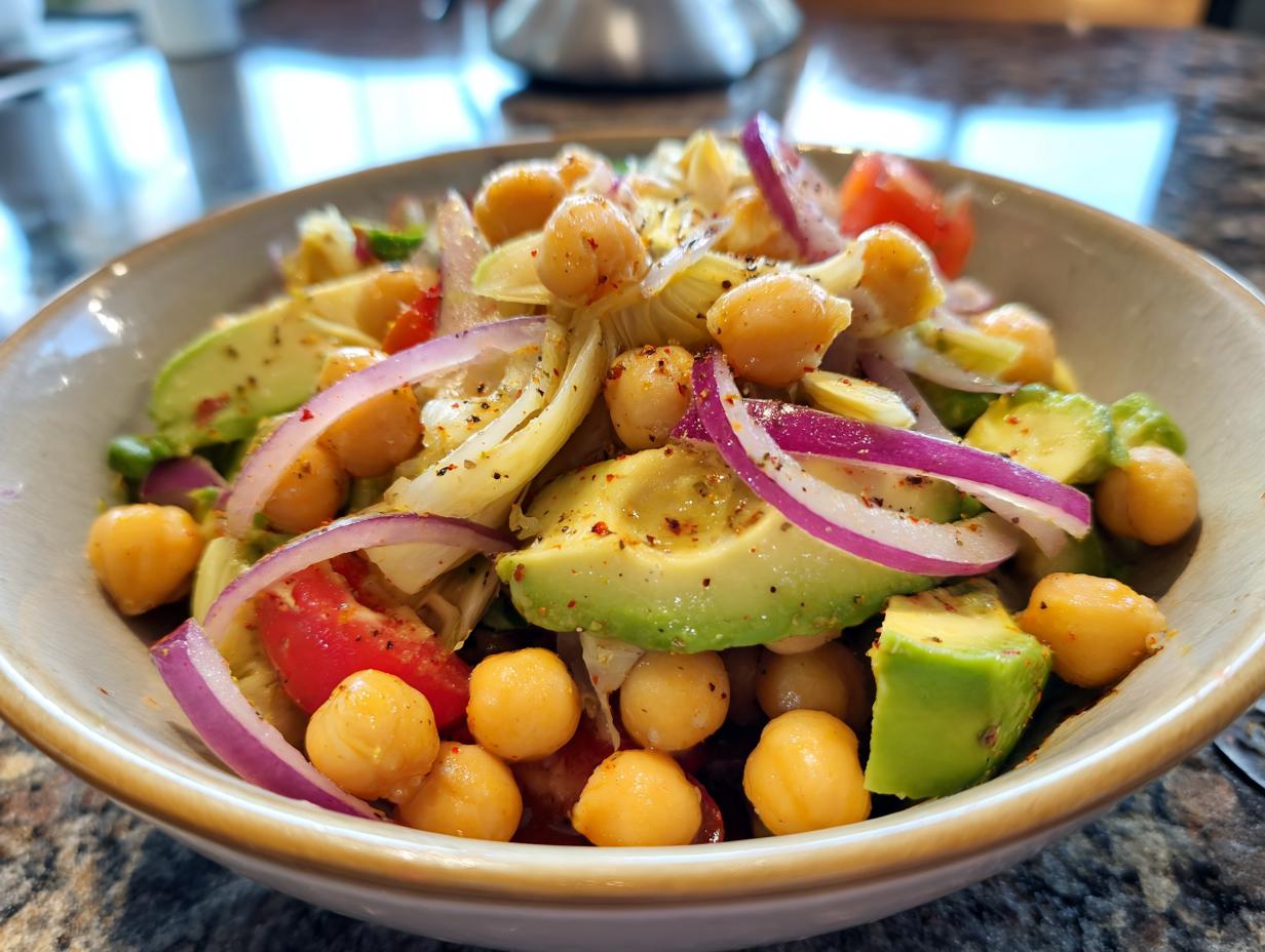Chickpea Artichoke Avocado Salad