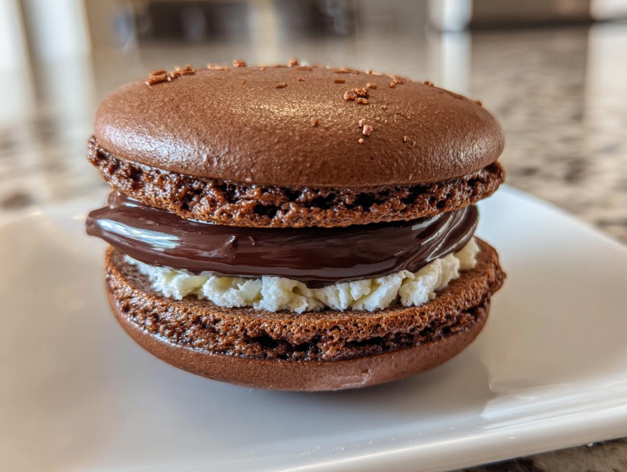 Chocolate Macarons with Ganache Filling