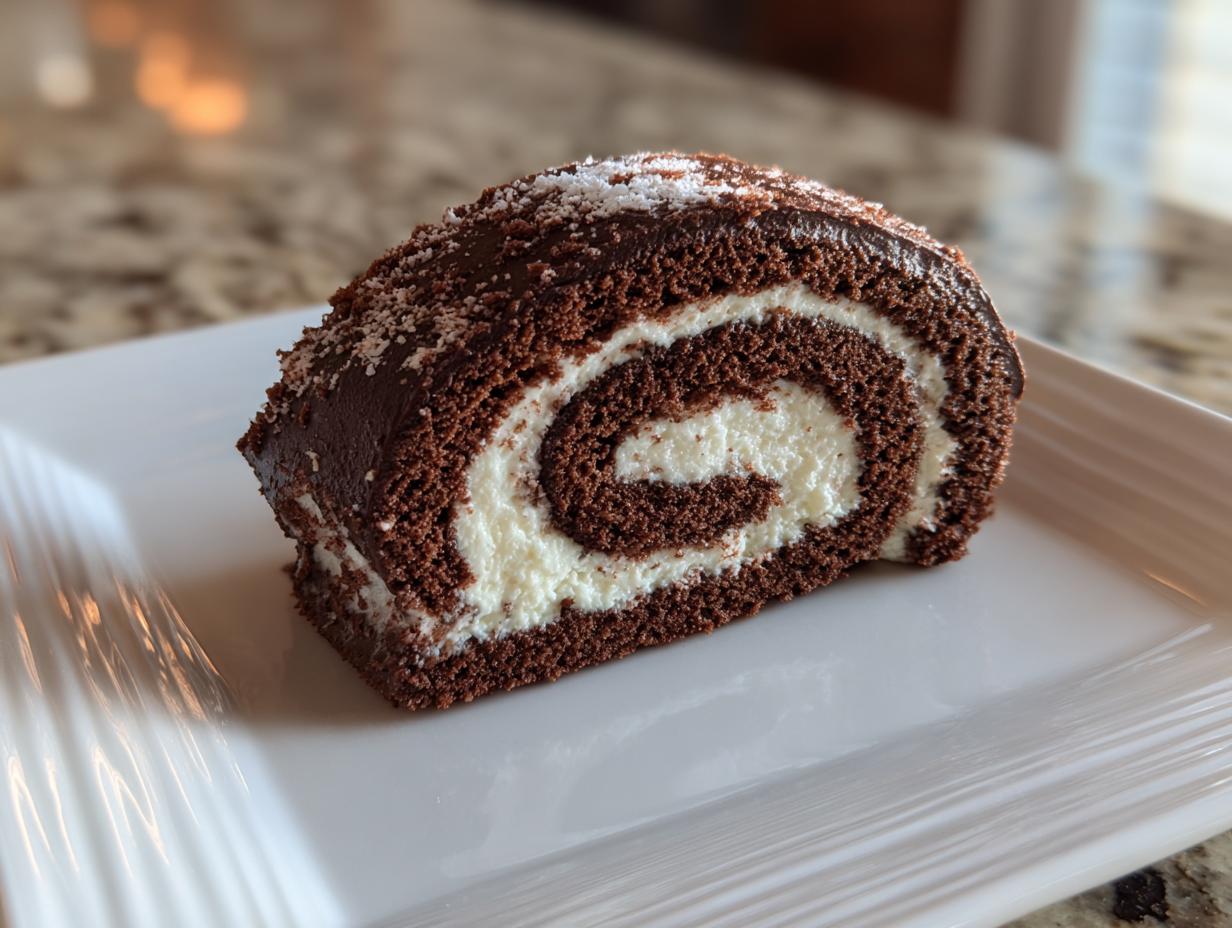 Easy Chocolate Roll with Cream Filling