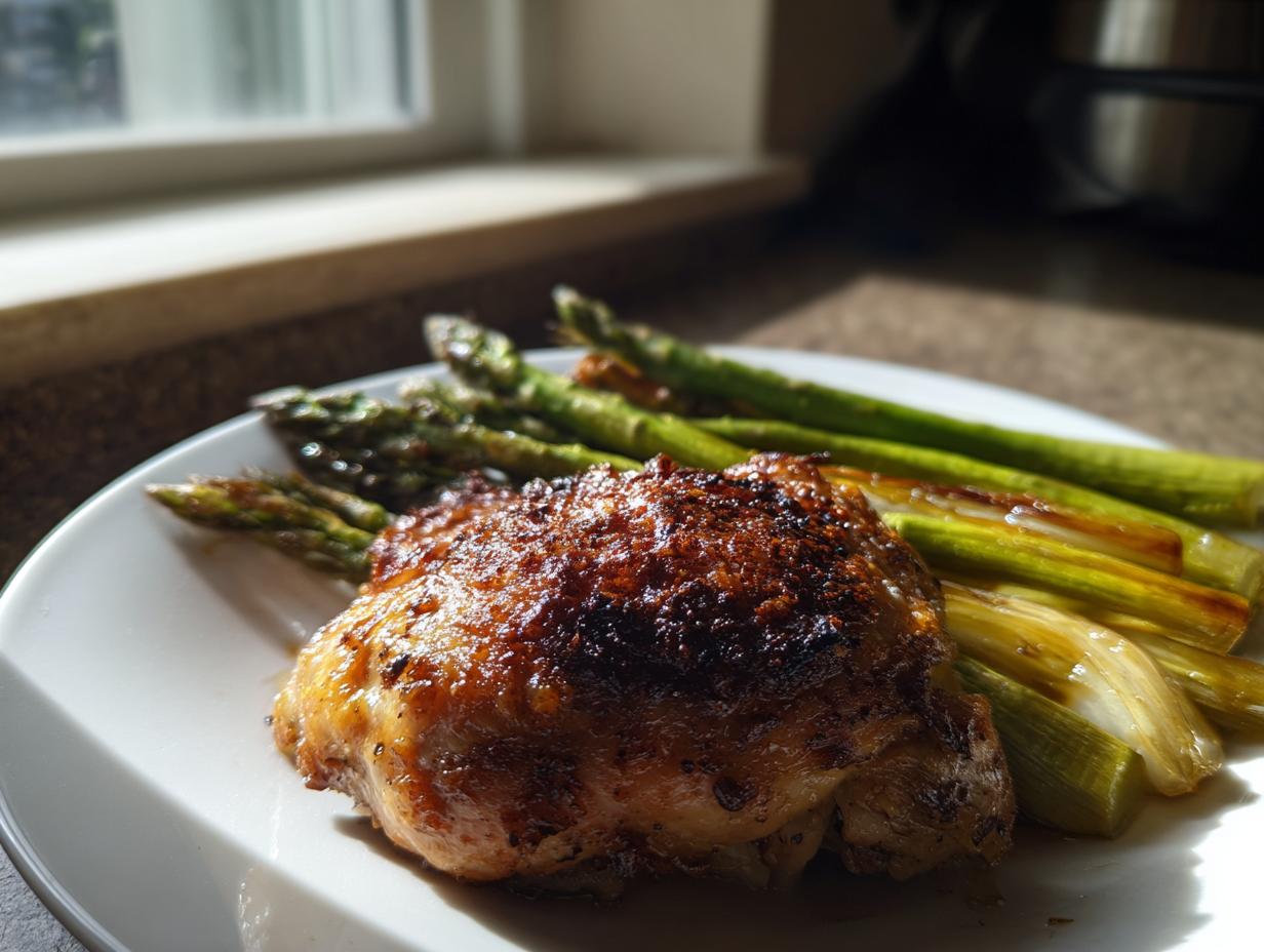 Easy Roast Chicken with Asparagus and Leeks