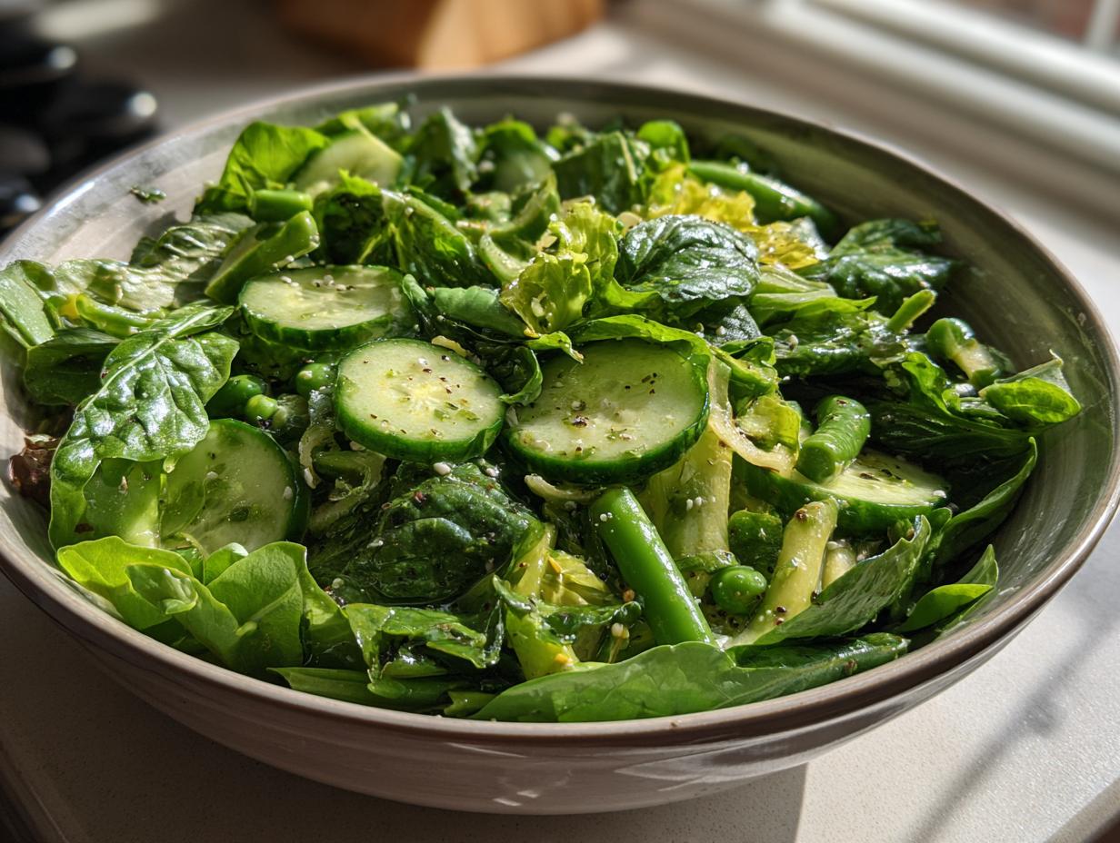 Everything Green Spring Salad with Lemon Basil Vinaigrette