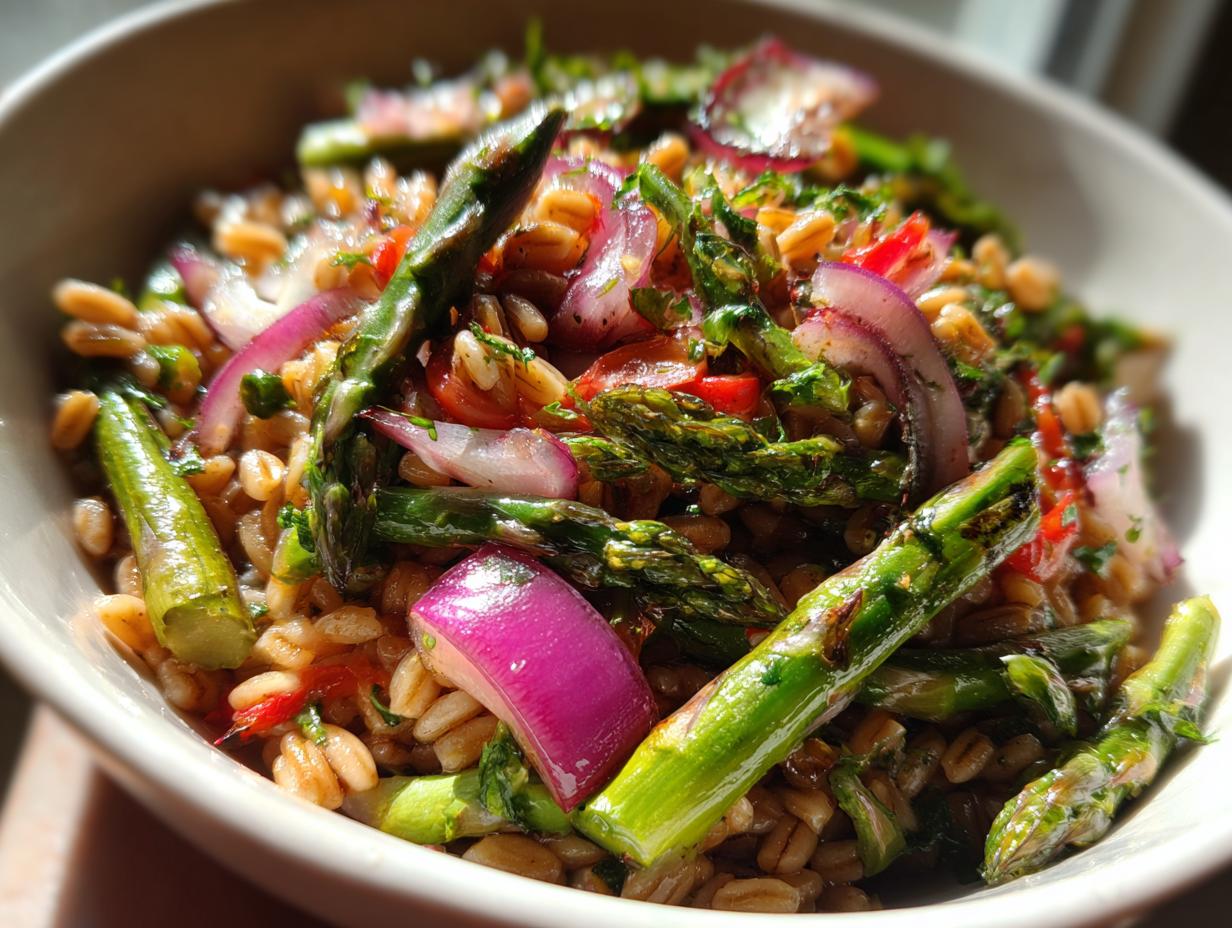 Grilled Asparagus Lemon-Thyme Farro Salad