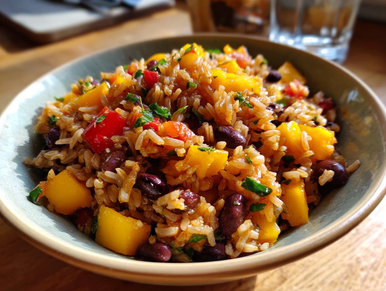 Mango Black Bean Ginger Rice Bowl