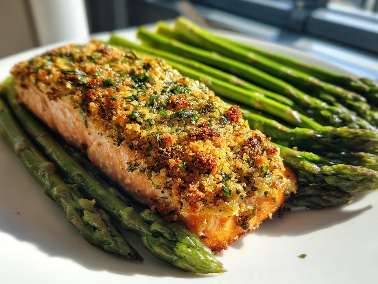 Mustard-Herb Salmon with Asparagus Salad