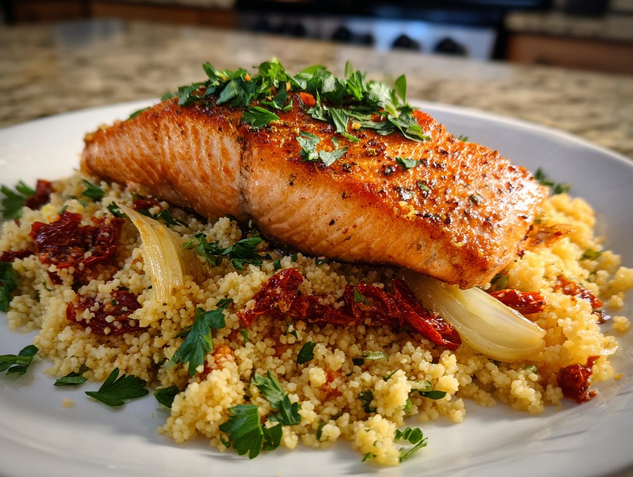 One-Skillet Salmon with Couscous and Fennel