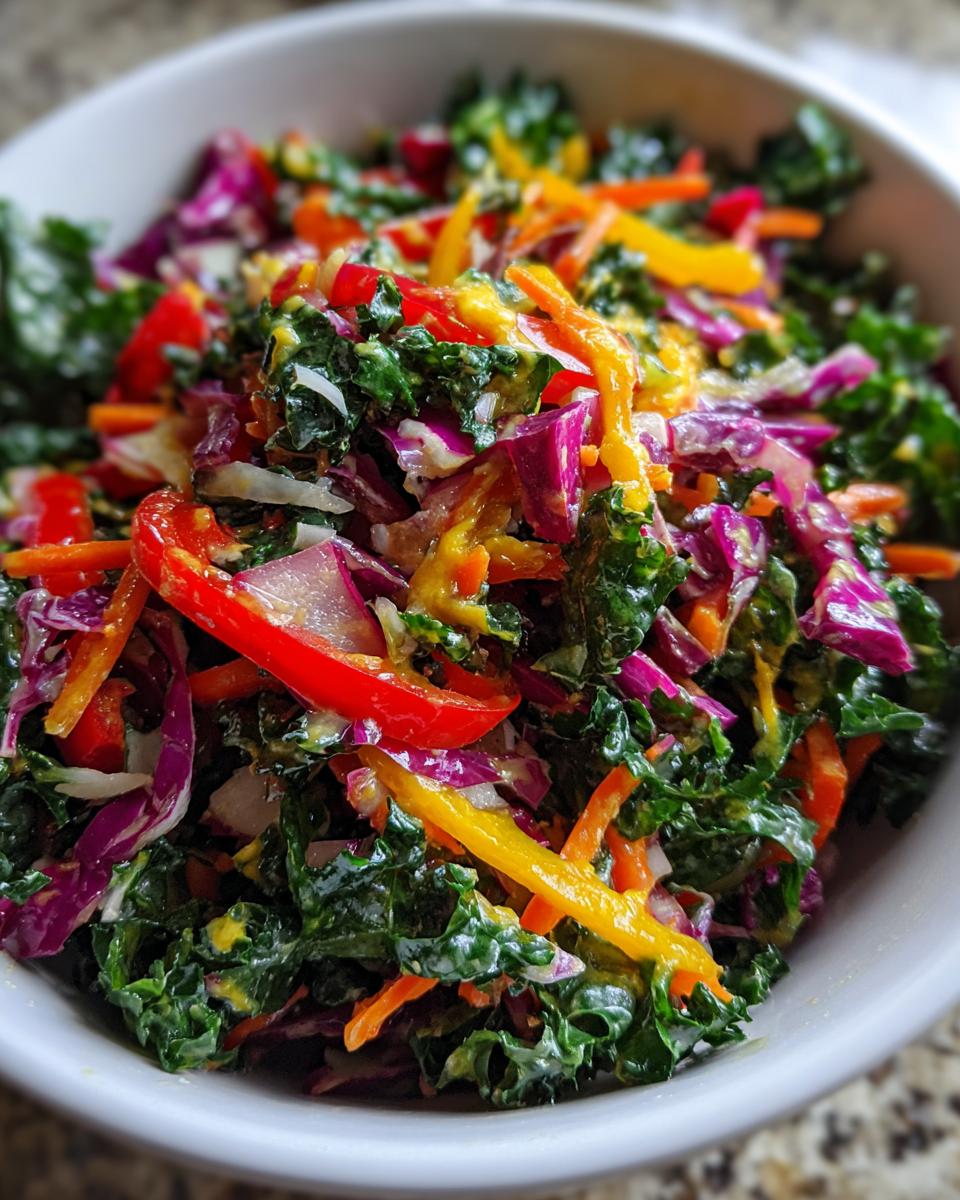 Rainbow Kale Salad with Carrot Ginger Dressing - detail 2