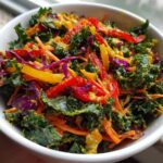 Rainbow Kale Salad with Carrot Ginger Dressing