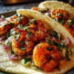 Spicy Shrimp Tacos with Garlic Cilantro Lime Slaw