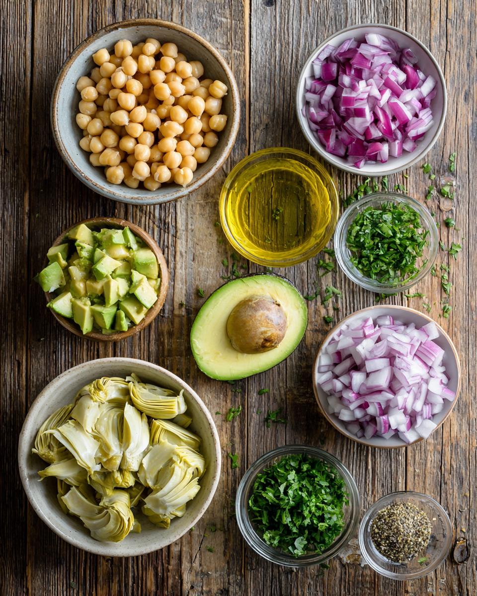 Chickpea, Artichoke & Avocado Salad with Apple-Cider Dressing - detail 1