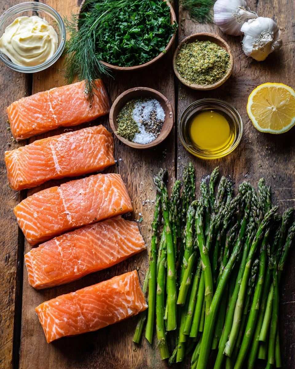 Mustard-and-Herb-Crusted Salmon with Warm Asparagus Salad - detail 1
