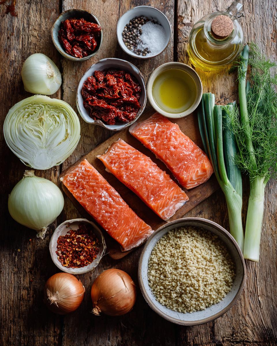 One-Skillet Salmon with Fennel & Sun-Dried Tomato Couscous - detail 1