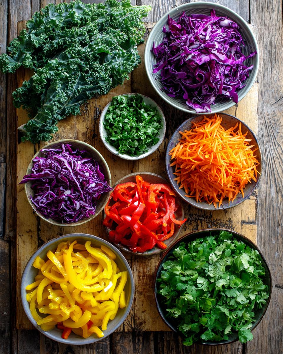 Rainbow Kale Salad with Carrot Ginger Dressing - detail 1