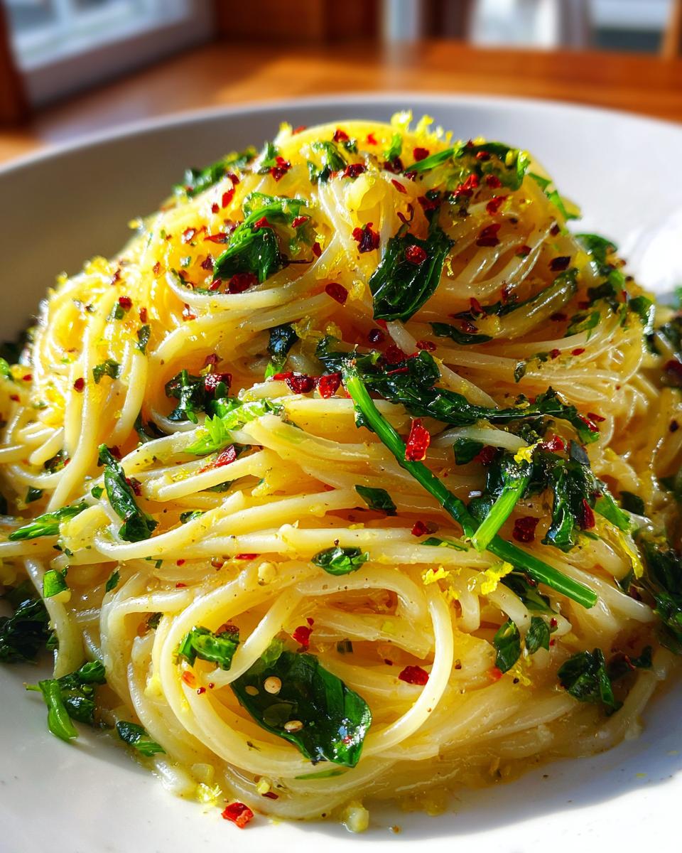 Angel Hair Pasta with Lemon and Sunflower Greens - detail 2