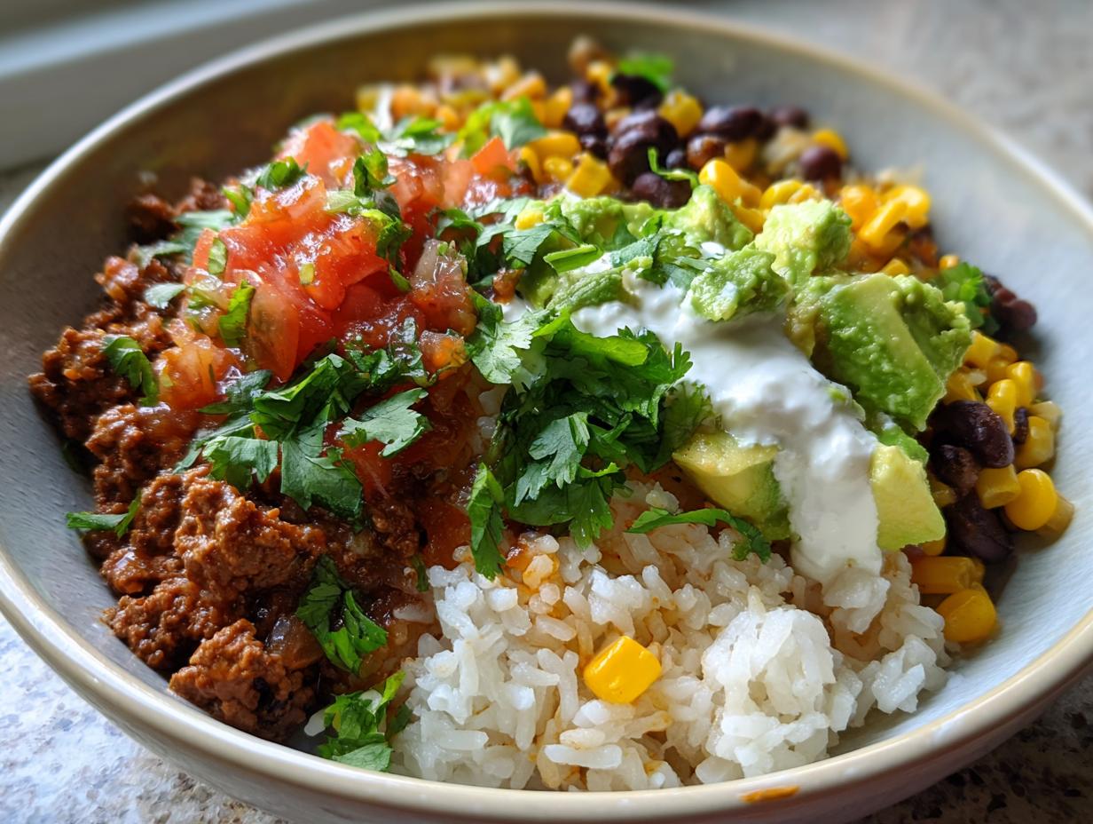 Beef Burrito Bowls with Fresh Pico