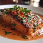 Broiled Salmon with Tomato Cream Sauce