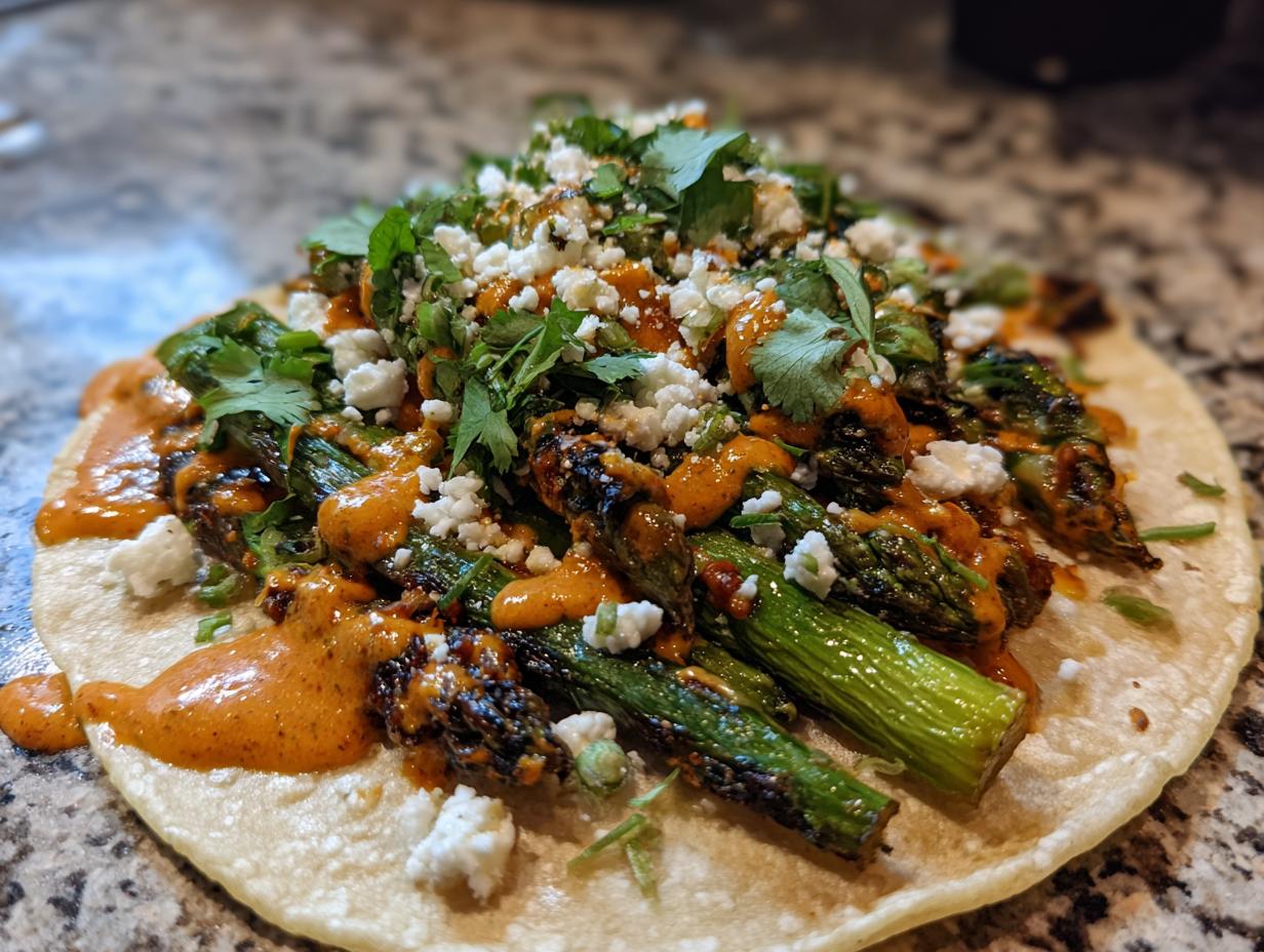 Charred Asparagus Tacos with Creamy Adobo