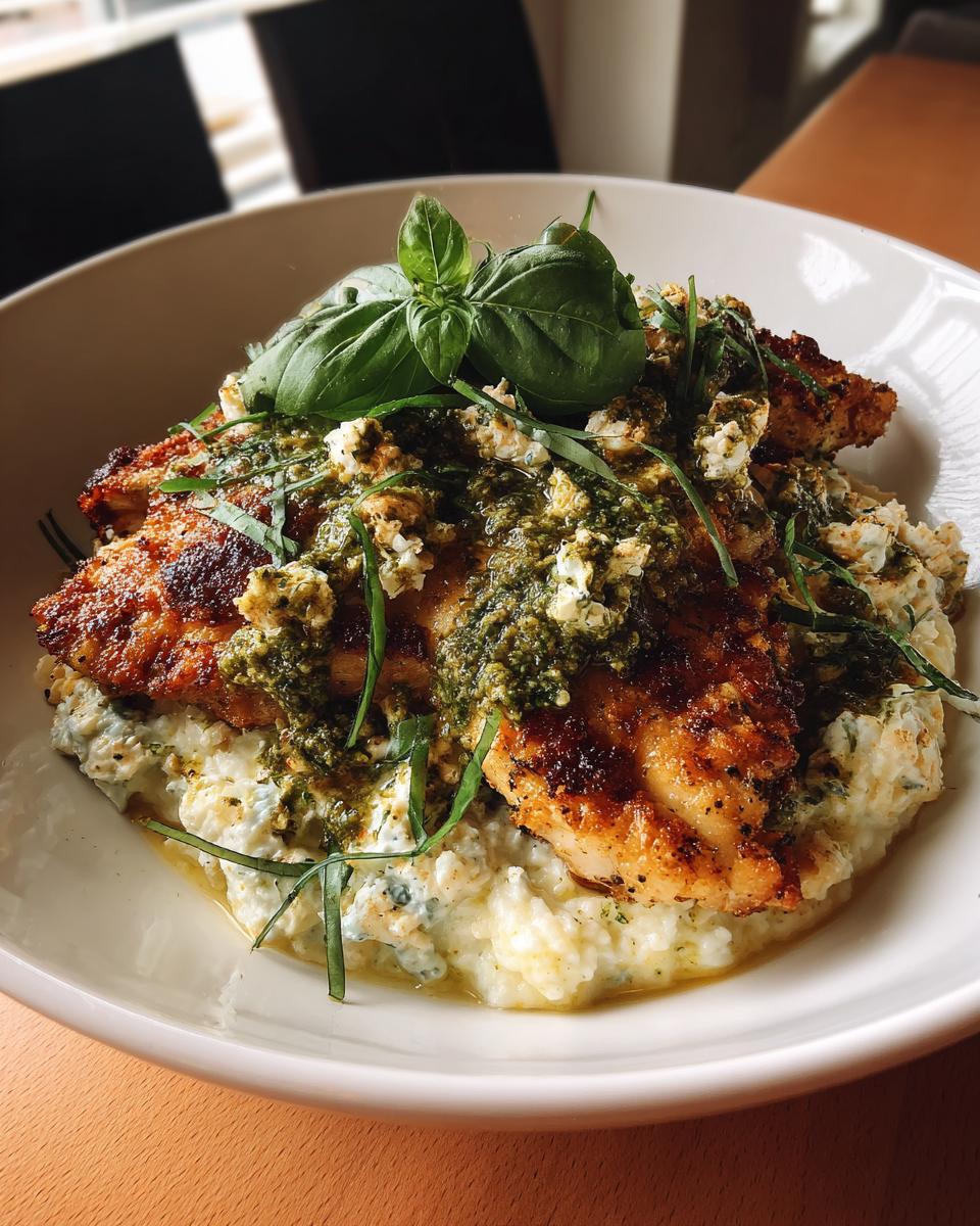 Crispy Pesto Chicken with Whipped Feta - detail 2