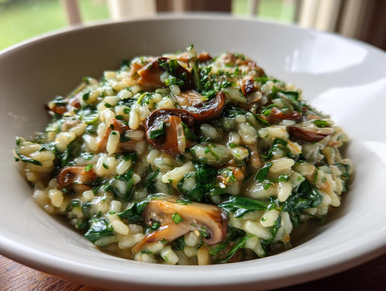 Green Risotto with Mushrooms