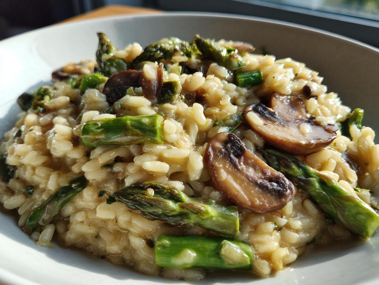 Mushroom and Asparagus Risotto