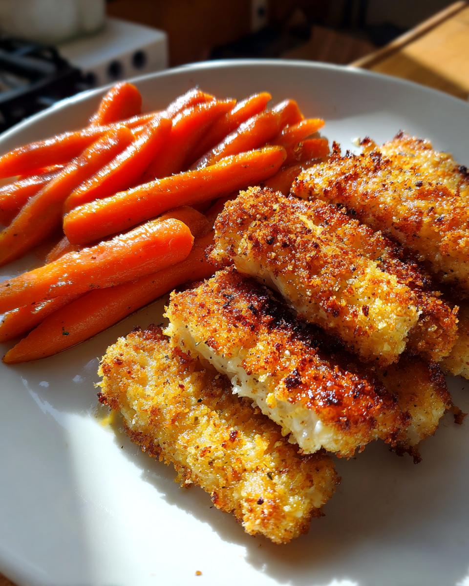 Parmesan Fish Sticks with Glazed Carrots - detail 2