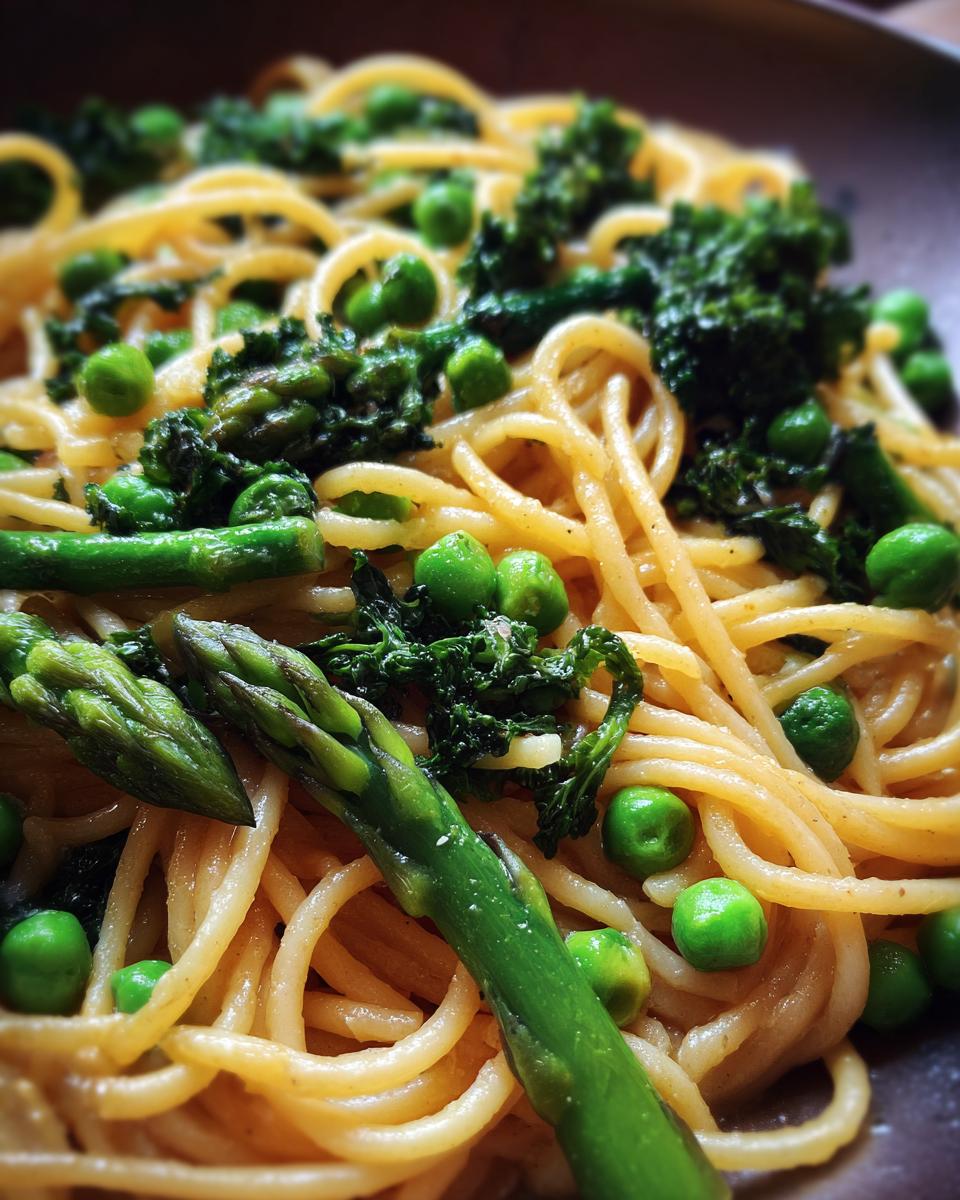 Pasta Primavera with Peas, Asparagus and Kale - detail 2