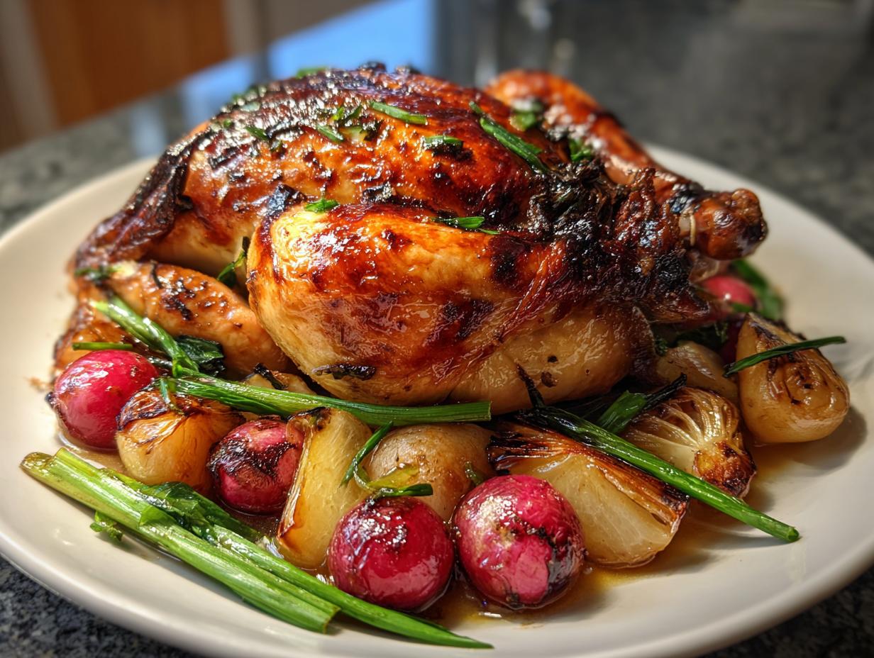 Roast Chicken with Radishes and Scallions